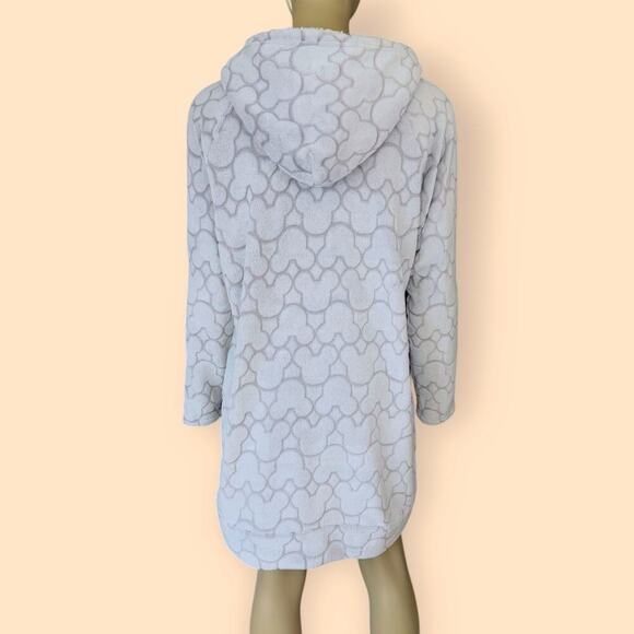 Disney Mickey Minnie Lounger Sleepwear Terry Fleece Hood Tunic Dress Size L Gray - Picture 3 of 15
